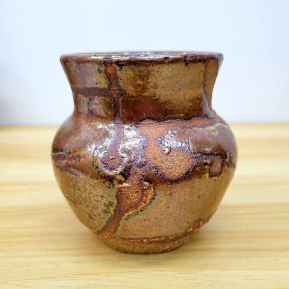 Tom Gray Pottery “TGP” Studio Vase • Seagrove NC • Rustic Earth Tone-Glazed - Picture 4 of 12
